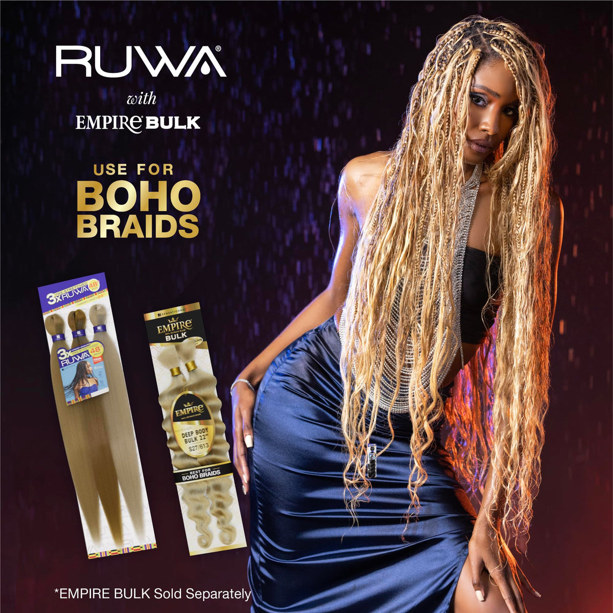 Sensationnel Ruwa Prestretched Braiding Hair-3X 36 Inch,3 pack 1 JETBLACK