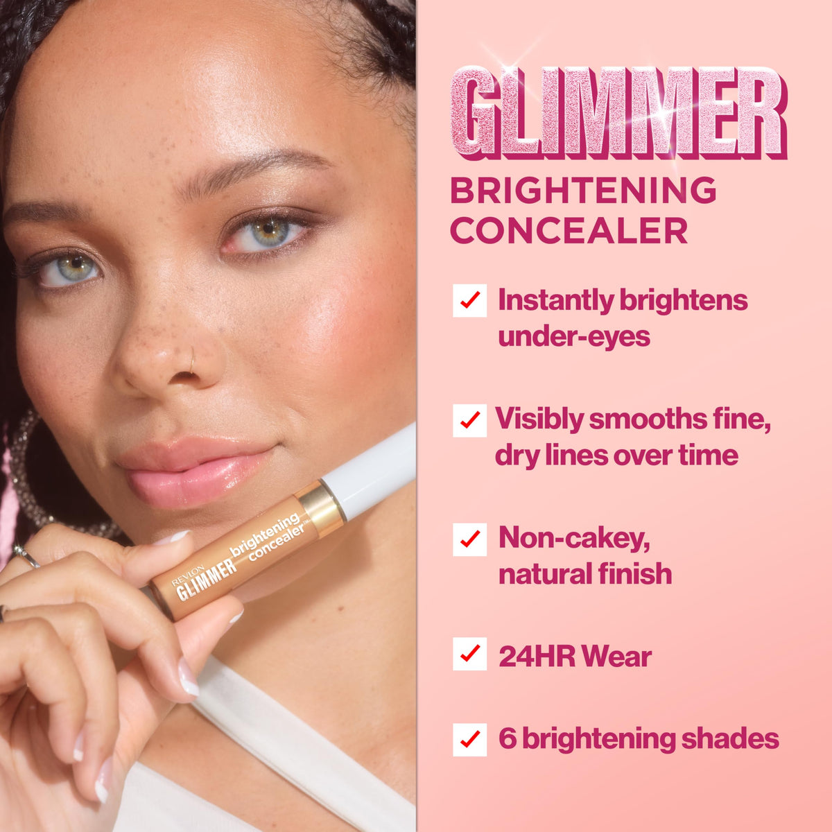 Revlon Glimmer Brightening Concealer, Liquid Under Eye Makeup, Made with Caffeine, Vitamin C, & Stevioside, 125, 0.3 fl oz Beauty & Personal Care REVLON