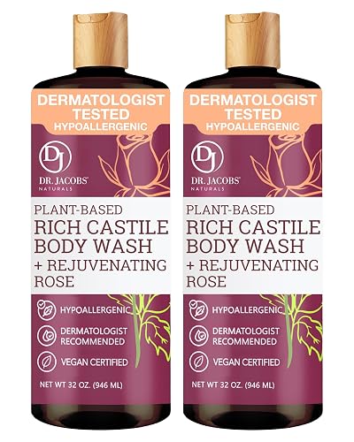 Dr. Jacobs Naturals Pure Castile Soap Liquid Body Wash, Rose - Plant Based Body Soap Infused with Vitamin E and Aloe Vera to Moisturize Dry Beauty & Personal Care DR.JACOBS NATURALS