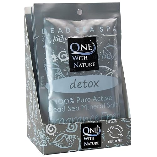 One With Nature 100% Pure Dead Sea Salt for Bath Fragrance Free, 2.5oz 6Pack. High in 21 Essential Minerals, Such as Magnesium, Sulfur, Zinc Beauty & Personal Care One With Nature