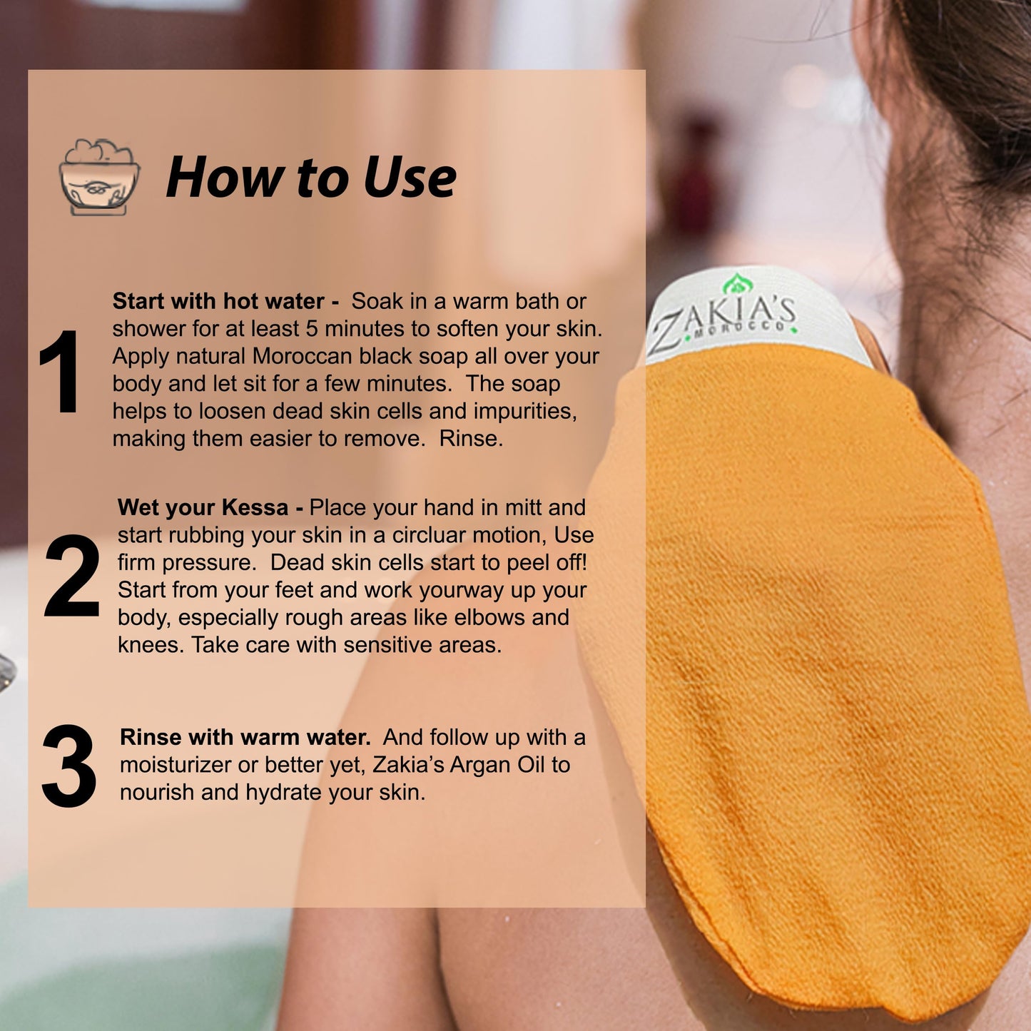 Original Rough Kessa Exfoliating Glove - Microdermabrasion Home Exfoliating Mitts, Removes unwanted dead skin, dirt and Keratosis Pilaris. Great Beauty and Personal Care Zakia's Morocco