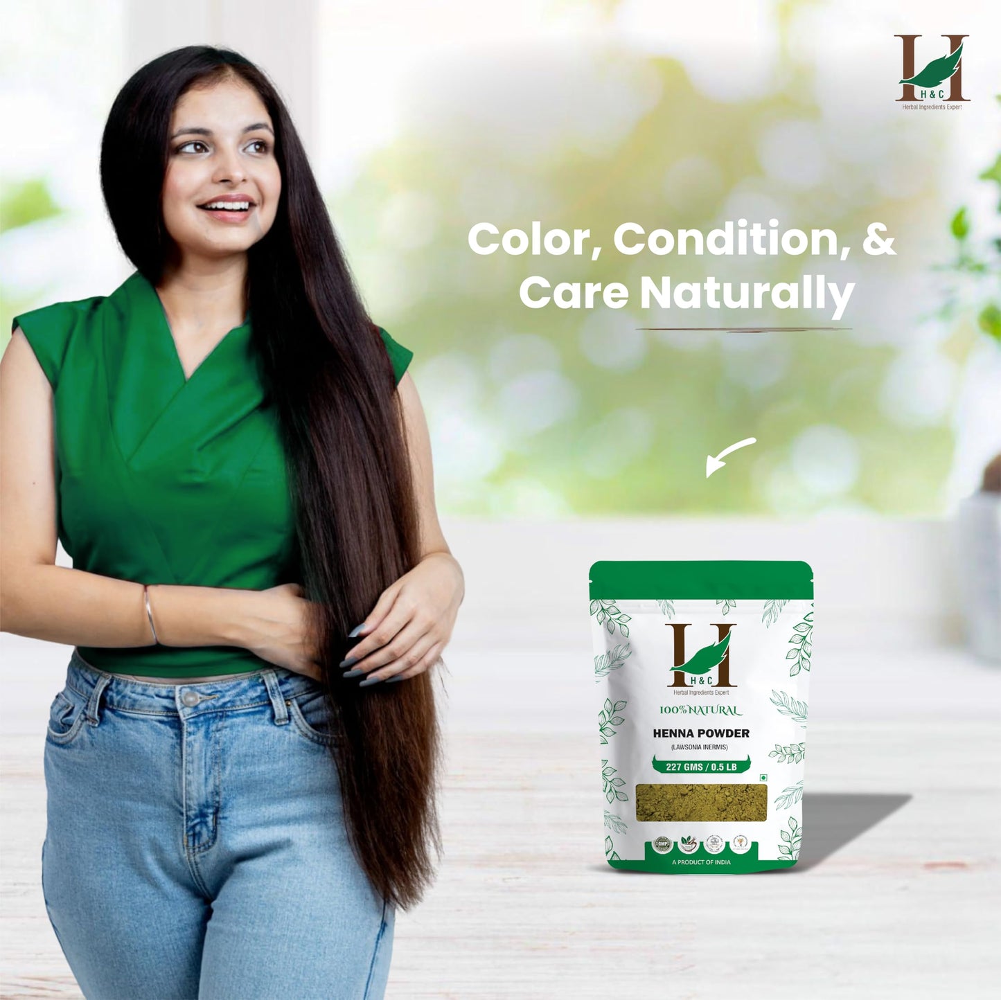 H&C 100% Natural and Pure Henna Powder/Lawsonia Inermis 227 gms (1/2 LB) for Hair Beauty & Personal Care H&C