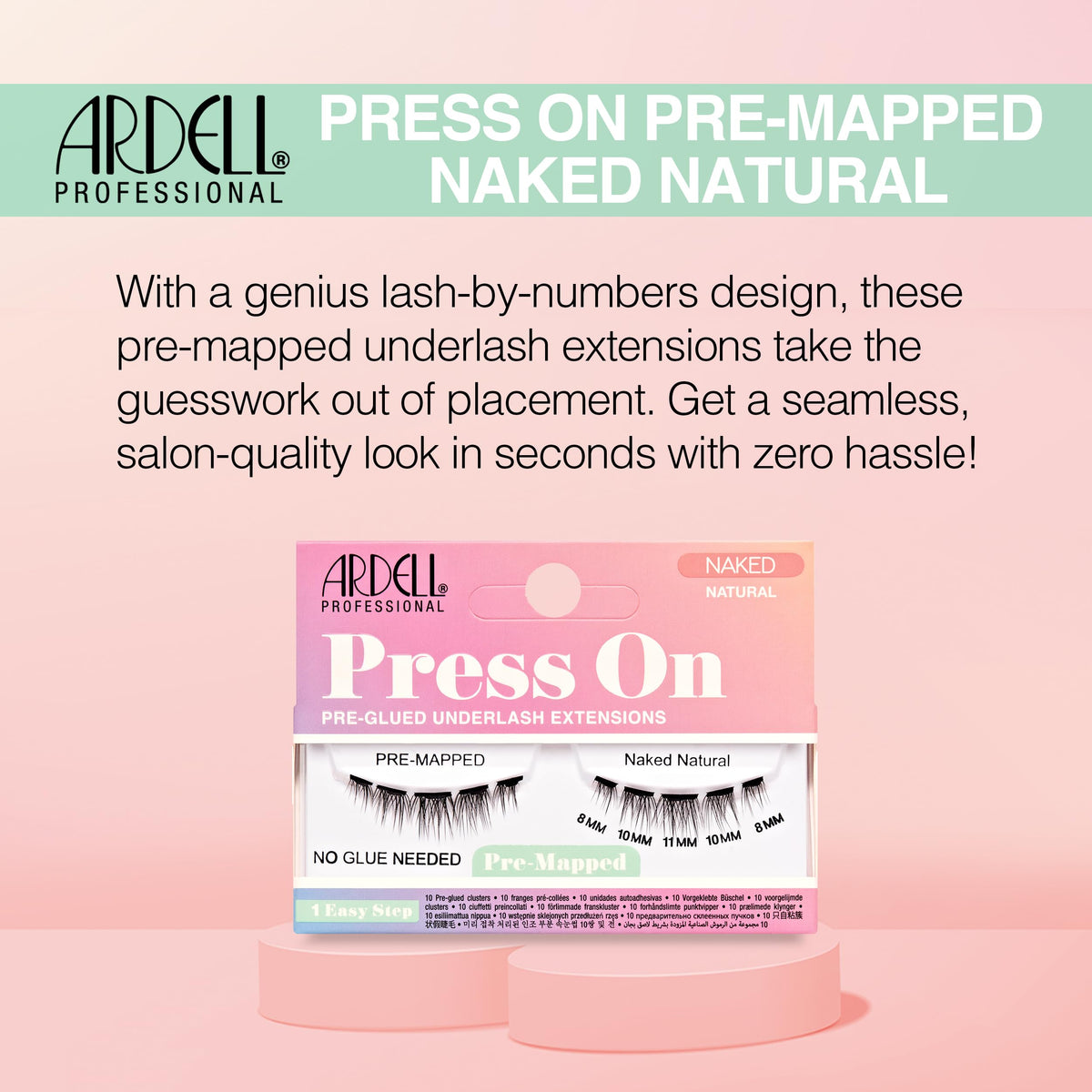 Ardell Press On Lashes Pre-Glued Underlash Extensions - Naked Natural Lash Clusters, No Glue Needed Self Adhesive Eyelashes, DIY Cluster Eyelash