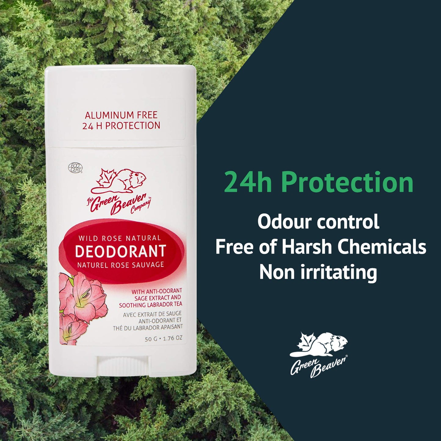 Green Beaver The Company 24 Hour Protection & Aluminum Free Wild Rose Natural Deodorant Stick, 1.76 Oz Beauty and Personal Care The Green Beaver Company