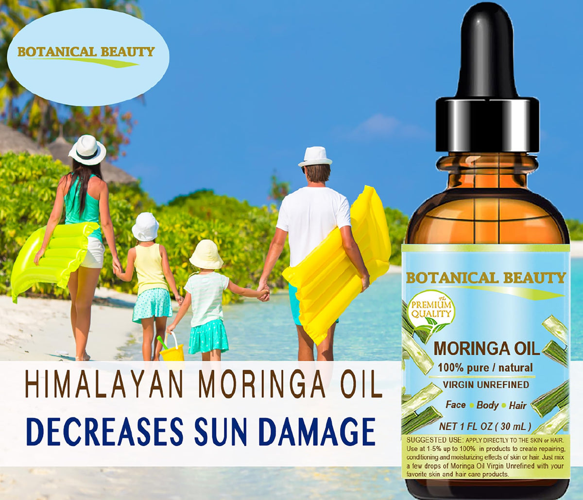 Botanical Beauty MORINGA OIL Moringa oleifera WILD GROWTH Himalayan 100% Pure Natural Undiluted Virgin Unrefined for Face, Skin, Hair, Lip, Nails (1 Beauty & Personal Care Botanical Beauty