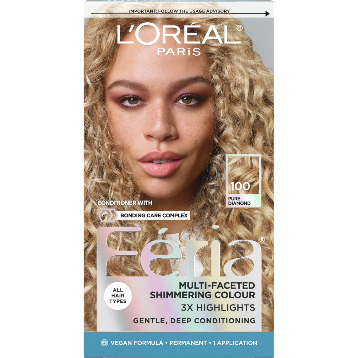 L'Oreal Paris Feria Multi-Faceted Shimmering Permanent Hair Color, 100 Pure Diamond (Very Light Natural Blonde), Pack of 1 Hair Dye Kit Beauty & Personal Care L'Oreal Paris