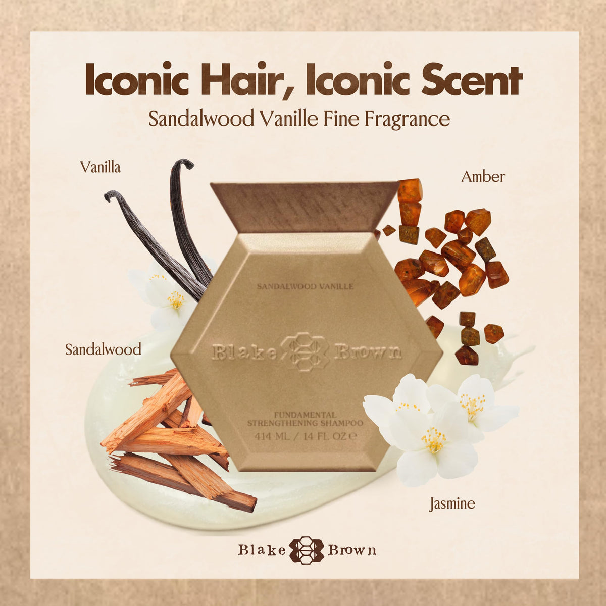 BLAKE BROWN | Fundamental Strengthening Shampoo - Sandalwood Vanille | 14 FL OZ
