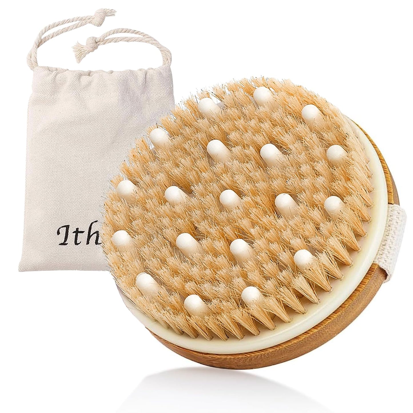 Ithyes Body Brush Dry Brushing Bath Brush Gentle Skin Exfoliate Massage Scrub 100% Nature Boar Bristles Bamboo Wood Improve Blood Circulation Wet Beauty & Personal Care Ithyes