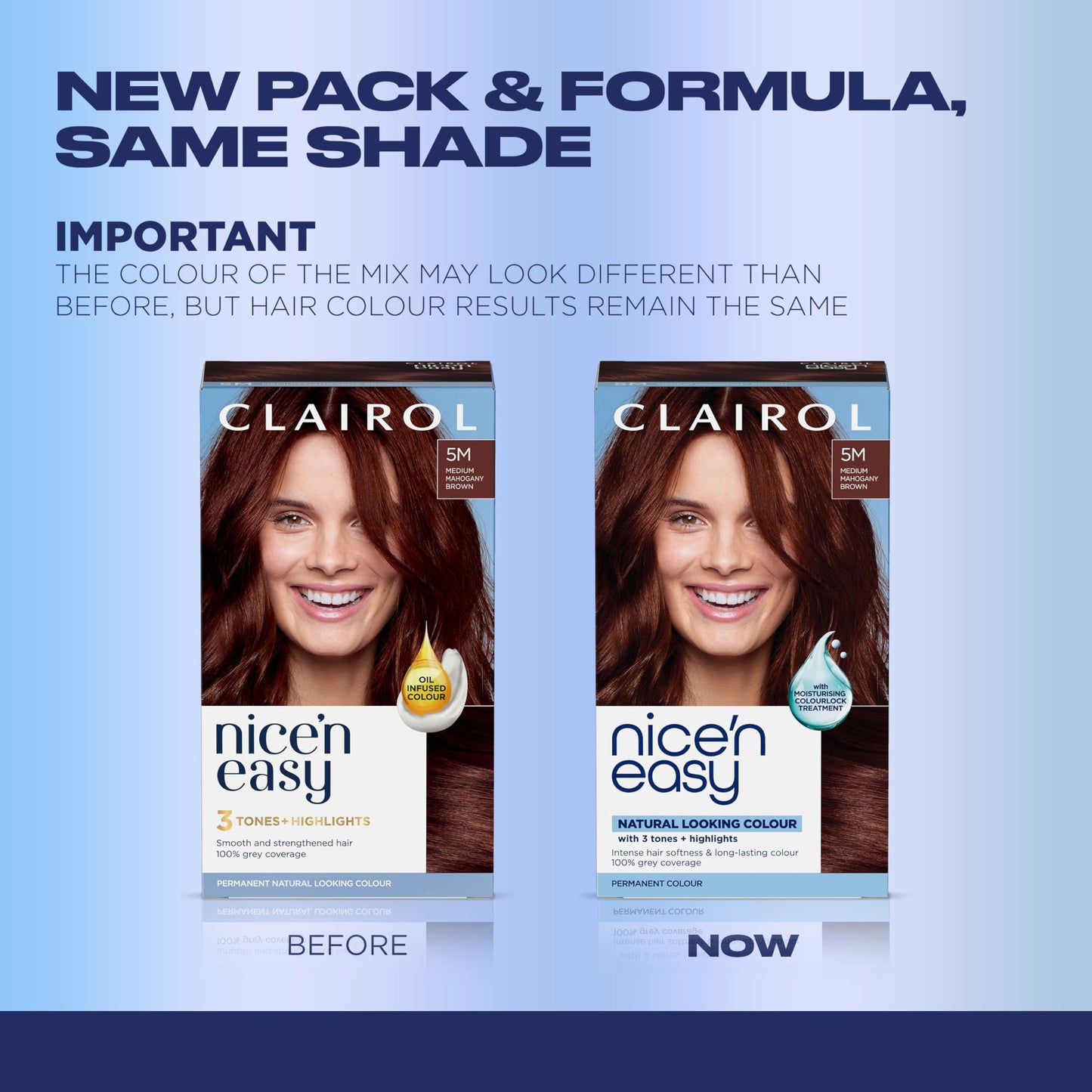 Clairol Nice'n Easy Permanent Hair Dye, 5M Medium Mahogany Brown | 100% Gray Coverage | Long?Lasting, Natural?Looking Color & Shine | Pack of 1 Beauty & Personal Care Clairol
