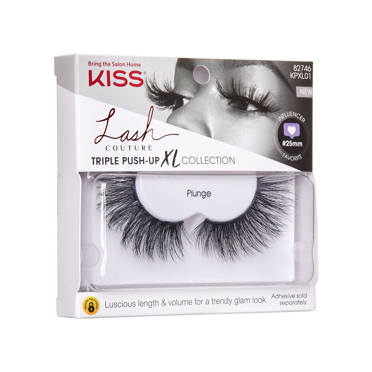 Kiss Lash Couture Triple Push Up XL Collection False Eyelashes, 3D Volume in Extra Long Length with Triple Design Technology, Cruelty-Free