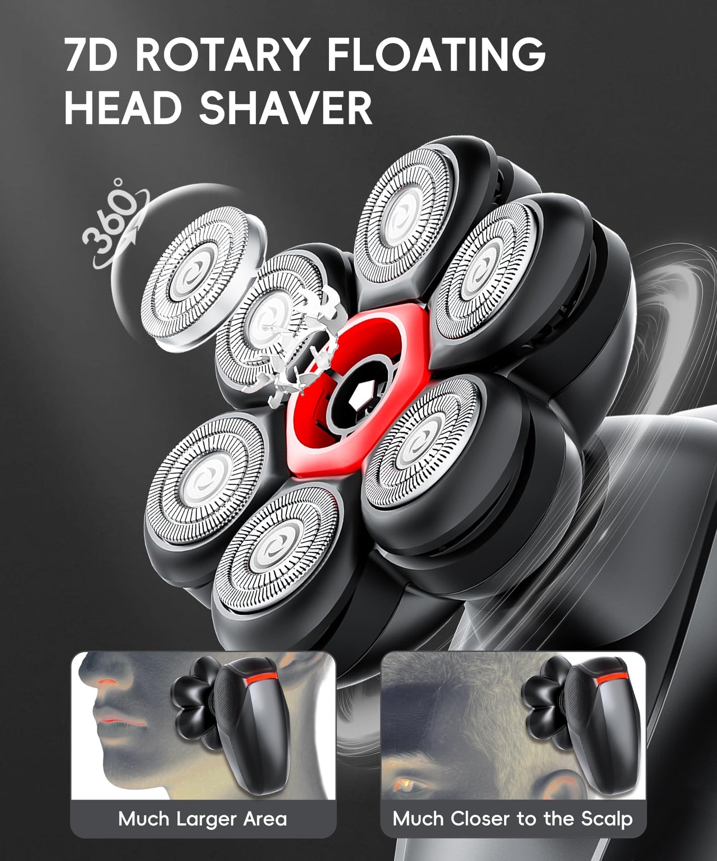 MALEGEBAZ Head Shavers for Bald Men, 5-in-1 Men's Grooming Kit, Electric 7D Rotary Head Shaver, IPX8 Waterproof Wet/Dry, Matte Black Beauty and Personal Care MALEGEBAZ