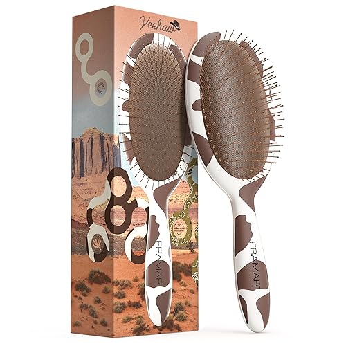 FRAMAR Cow Print Hair Brush Detangler, Detangling Hairbrush For Women, Wet Hair Brush For Girls, Hair Detangler Brush, Wet Hairbrush, Hairbrushes Beauty & Personal Care FRAMAR