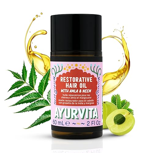 AyurVita Restorative Hair Oil - Amla for Strengthening & Neem for Preventing Dryness and Dandruff - For Dry, Damaged Hair Growth - For Men & Women - 2 Beauty & Personal Care AyurVita