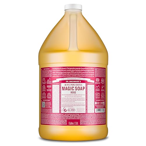Dr. Bronner's Magic Soap Pure-Castile Liquid Soap (Rose, 1 Gallon) - Made with Organic Oils, 18-in-1 Uses: Face, Body, Hair, Laundry, Pets and Dishes Beauty & Personal Care Dr. Bronner's