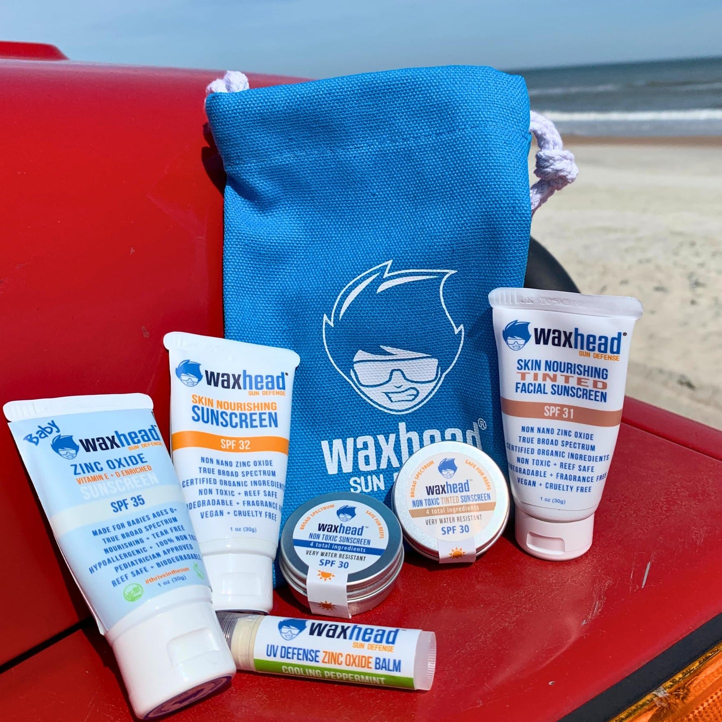 Waxhead Travel Size Sunscreen Sampler Box - Non-Nano Zinc Oxide, Coral Reef Safe, Biodegradable Sunblock SPF 30. Lip Balms, Solid Mini Paste Tins Beauty & Personal Care Waxhead Sun Defense Foods