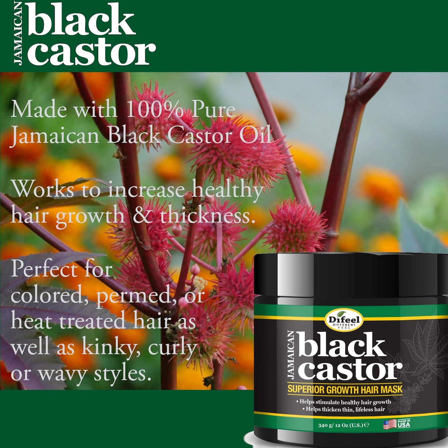 Difeel Superior Growth Jamaican Black Castor Oil Hair Mask 12 oz. Beauty & Personal Care Difeel