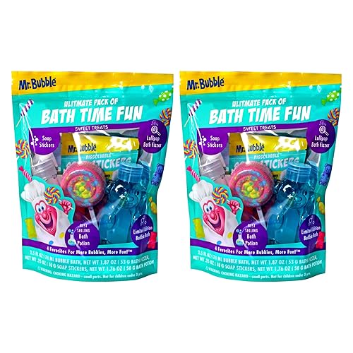 Mr. Bubble Ultimate Pack of Bath Time Fun 4 Favorites, Bath Potion, Bath Bomb, Soap Stickers, Bubble Bath (Pack of 2) Beauty & Personal Care Mr. Bubble