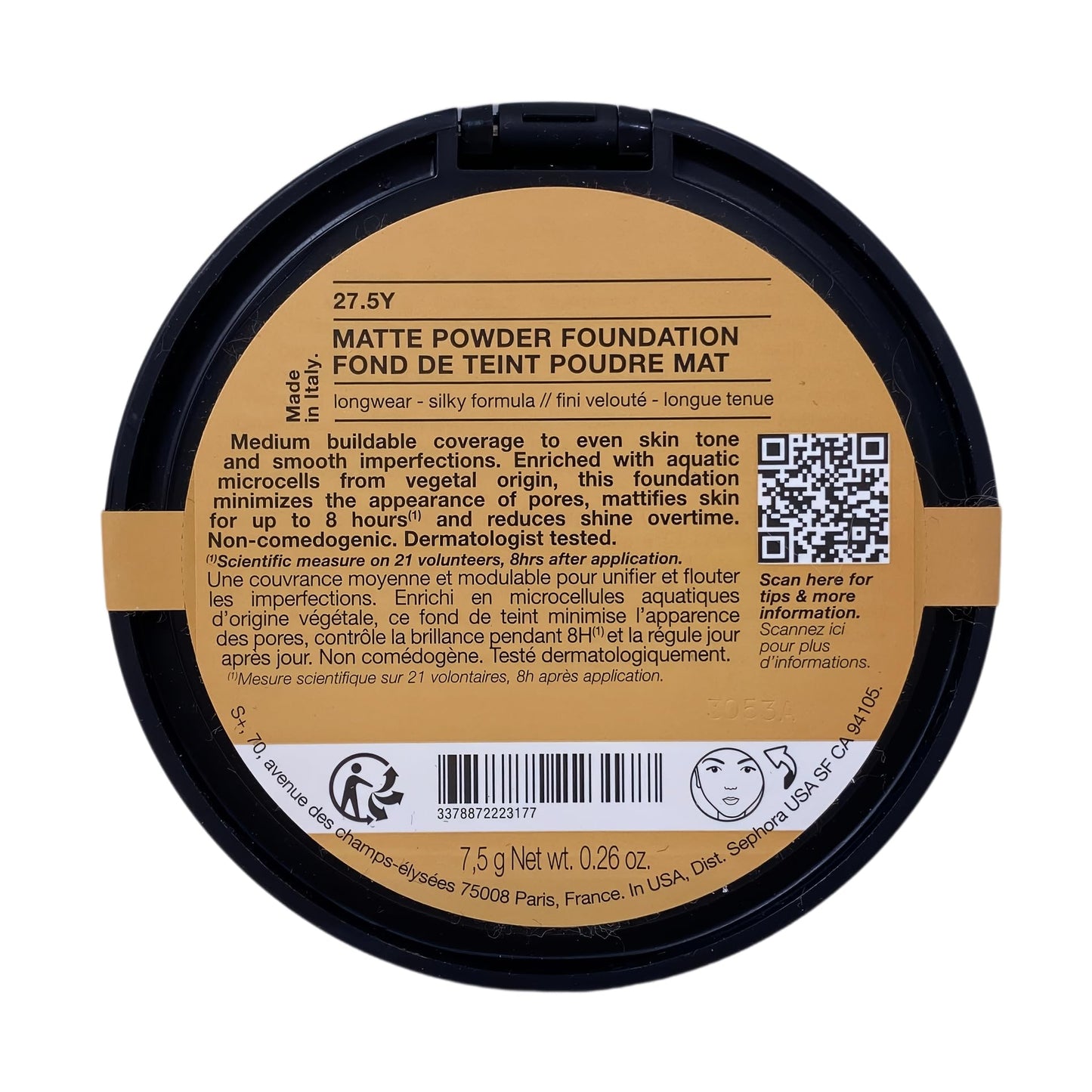 Sephora Collection Matte Powder Foundation - 27.5Y (medium, yellow undertone) 0.26 oz / 7.5 g Beauty & Personal Care SEPHORA