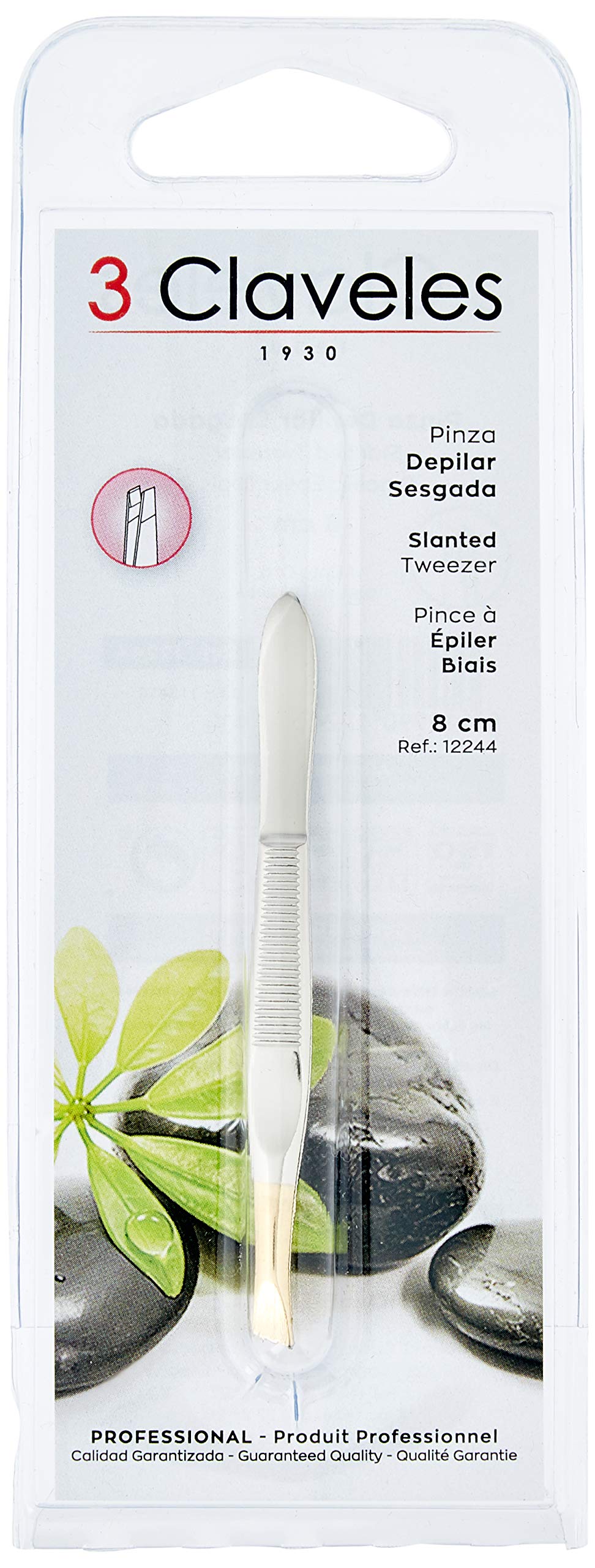 3 Claveles 12244 Tweezers Tweezers, Slanted, Wide Tip 8 cm Gold Beauty and Personal Care 3 Claveles
