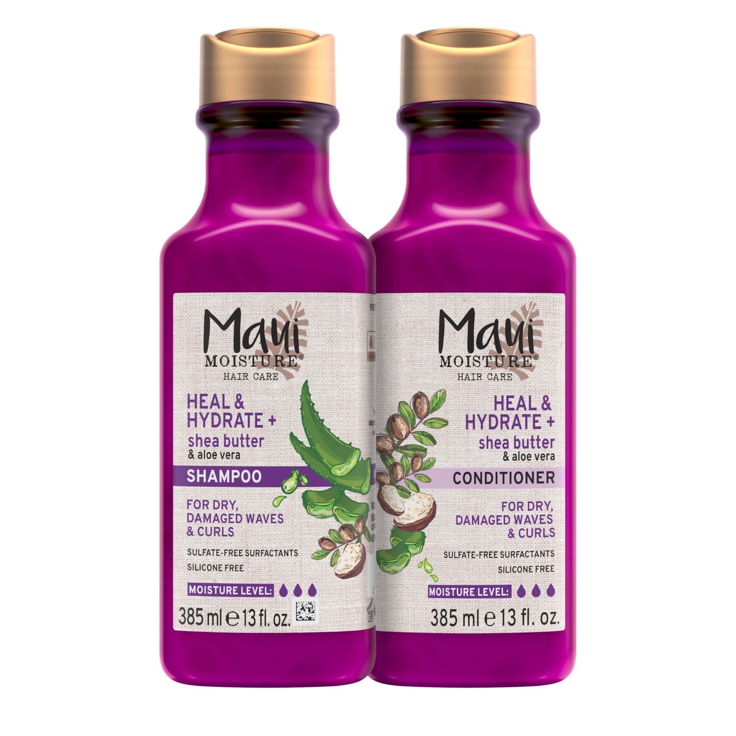 Maui Moisture Heal & Hydrate + Shea Butter Shampoo & Conditioner Bundle, Hair Care Set with Shea Butter & Aloe Vera for Dry, Damaged Waves & Curls Beauty & Personal Care Maui Moisture