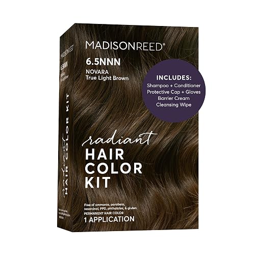 Madison Reed Radiant Hair Color Kit - 100% Gray Coverage for Resistant Grays, 6.5NNN Medium Brown with Warm Golden Undertones (Novara Light Brown) | Beauty & Personal Care Madison Reed