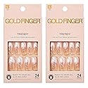 Gold Finger False Nails Gel Glam Design Full Cover Fake Nails, Long Length (2 PACK) Beauty & Personal Care Goldfinger