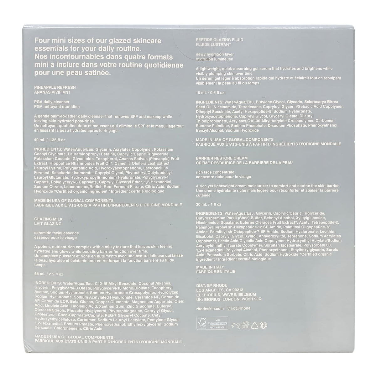 Rhode Mini Kit Glazed Skincare Essentials - 4-Piece Set with Cleanser, Glazing Milk, Peptide Glazing Fluid & Barrier Restore Cream