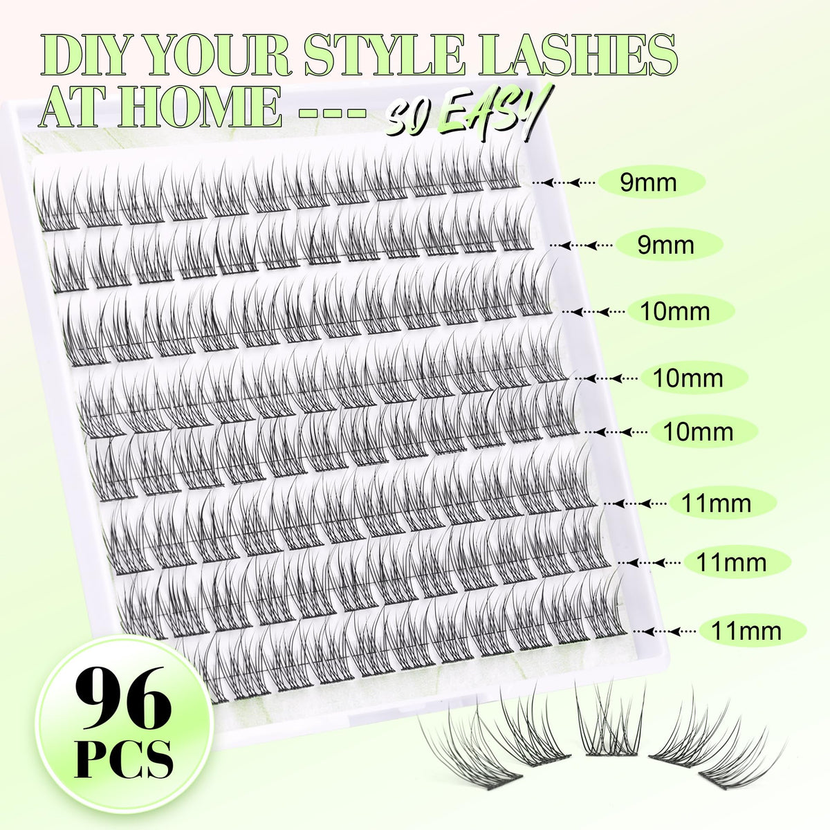 Lash Clusters DIY Lash Extensions Natural Cluster Lashes Eyelash Extensions Wispy Individual Lashes Short 9-11MM Eyelash Clusters Self Application Beauty & Personal Care ALICE