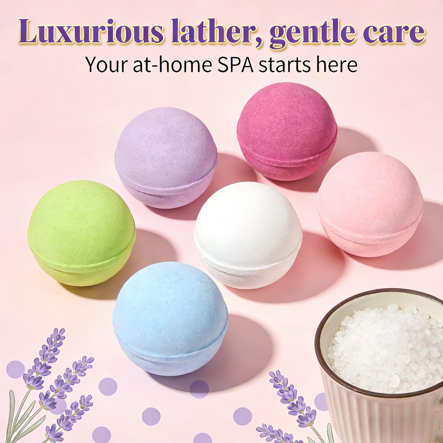 Bath Bomb for Women, Bubble Bathbombs with Essential Oils for Relaxing Bath & SPA Experience, Holiday for Her/Him, Wife, Girlfriends, Mother (Solid Beauty and Personal Care MIJOYDUO