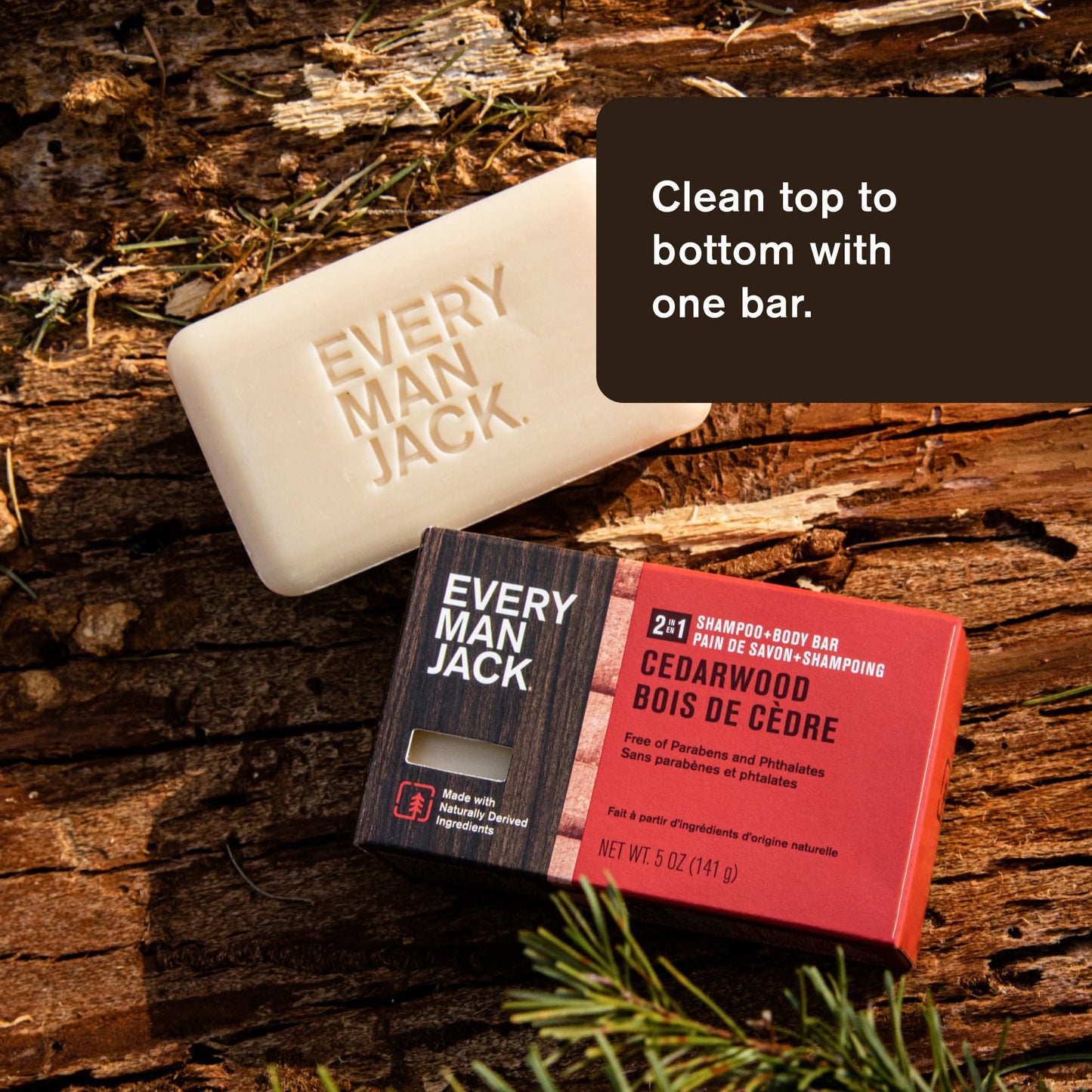 Every Man Jack Cedarwood 2 In 1 Shampoo And Body Bar, 5 Oz Beauty & Personal Care Every Man Jack
