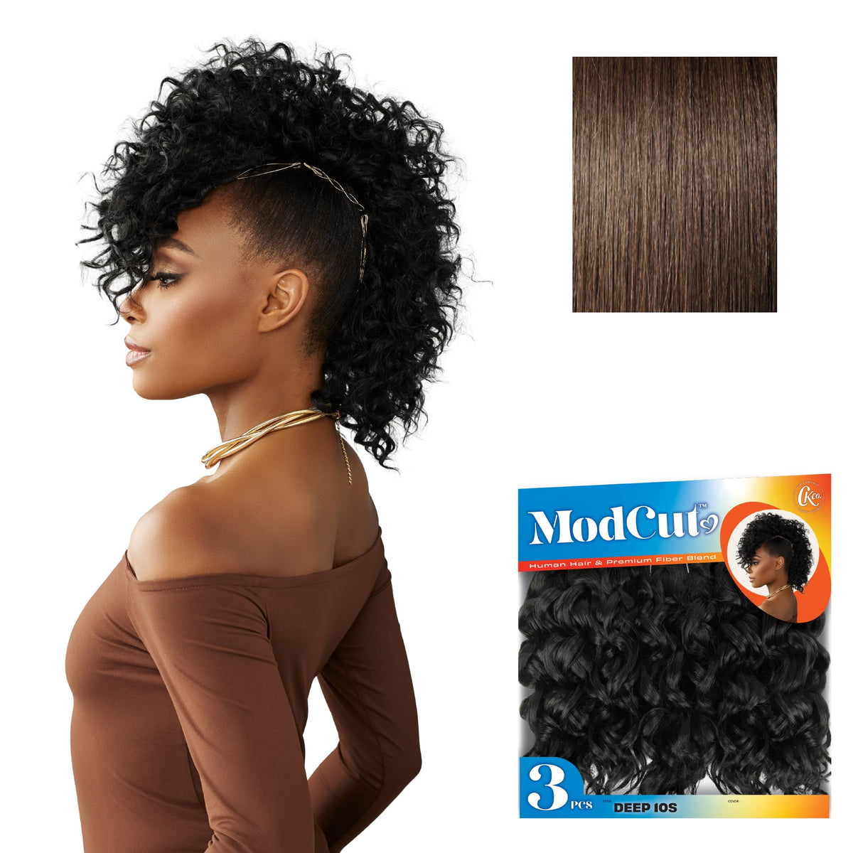 Sensationnel Curls Kinksandco ModCut 3pcs Bundles -Deep 10S,4 MEDBROWN