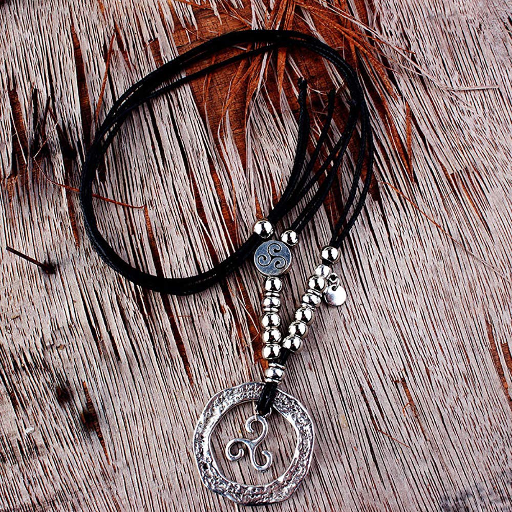 DoubleNine Boho Ethnic Choker Necklace Retro Infinite Coin Adjustable Choker Charm Simple Layering Cord Everyday Accessories for Women Girls (black) Beauty & Personal Care Doubnine