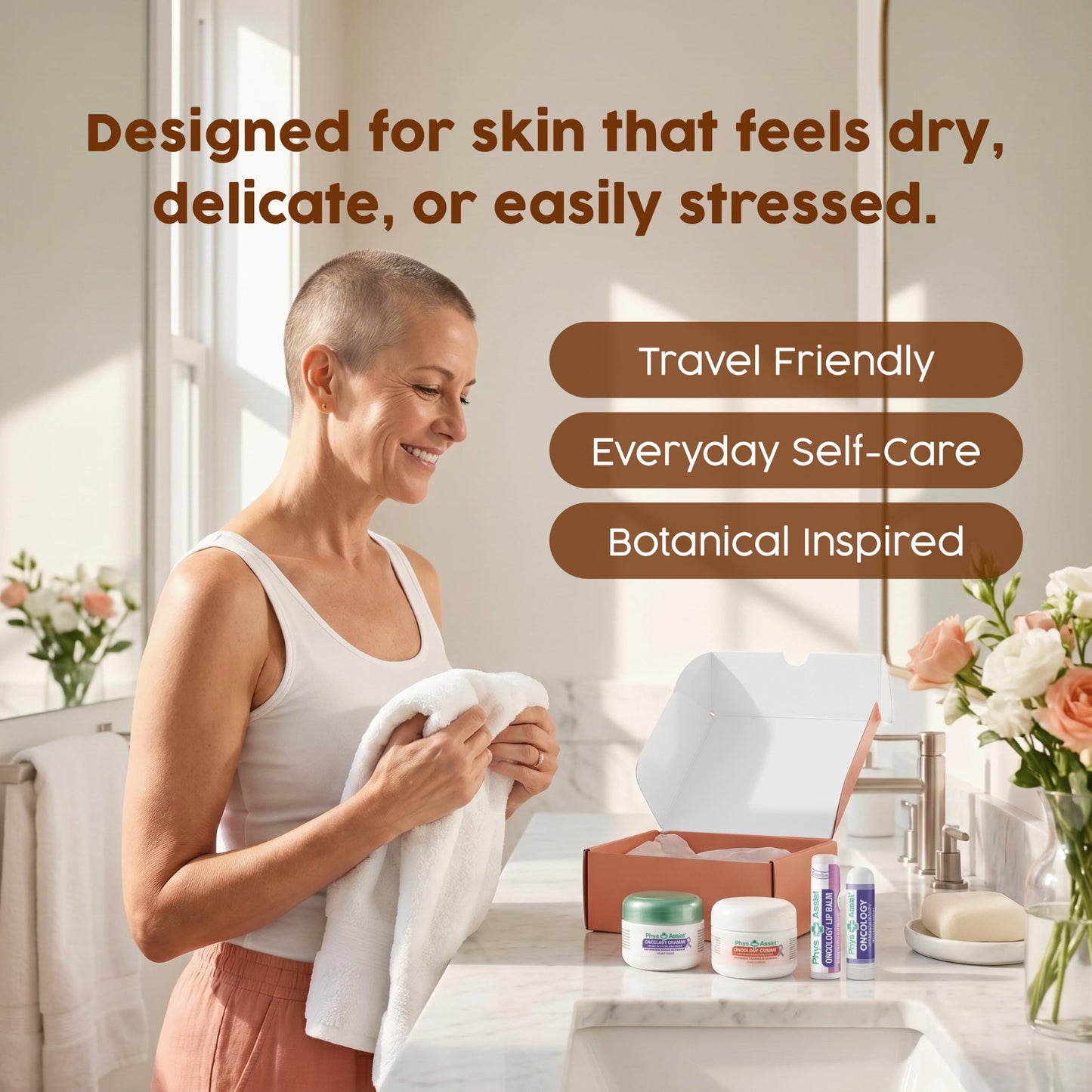 PhysAssist - Comfort kit The Gift of Love, Faith & Support. 1.5 oz Botanical & Scent-Free Creams, Lip Balm & Aromatherapy Inhaler for Dry, Sensitive Beauty and Personal Care PhysAssist