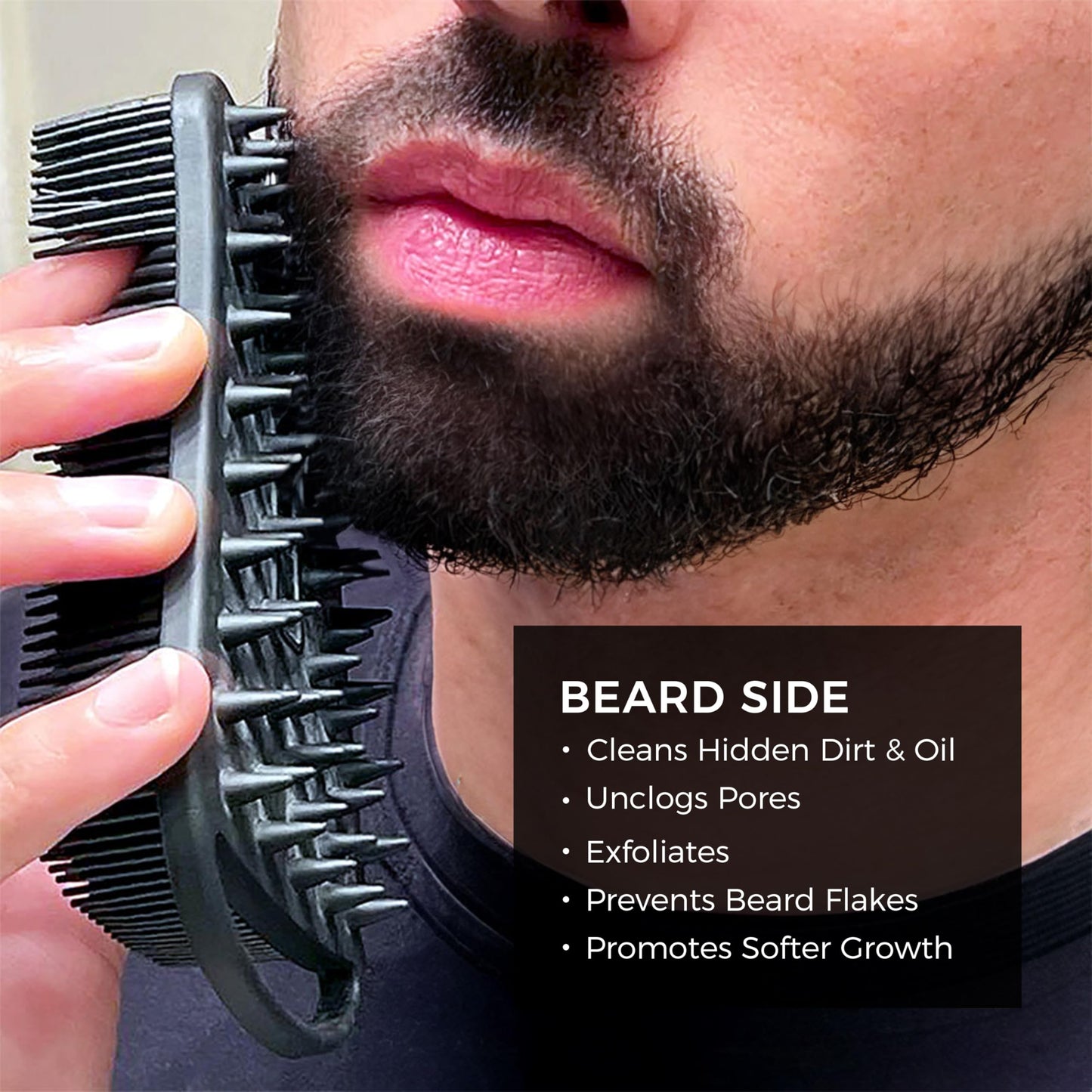 Blackwood For Men Double Duty Beard & Body Scrubber - Dual-Sided Men's Shower Tool - Handheld Body Wash Brush with Long Soft Silicone Bristles Beauty & Personal Care Blackwood For Men