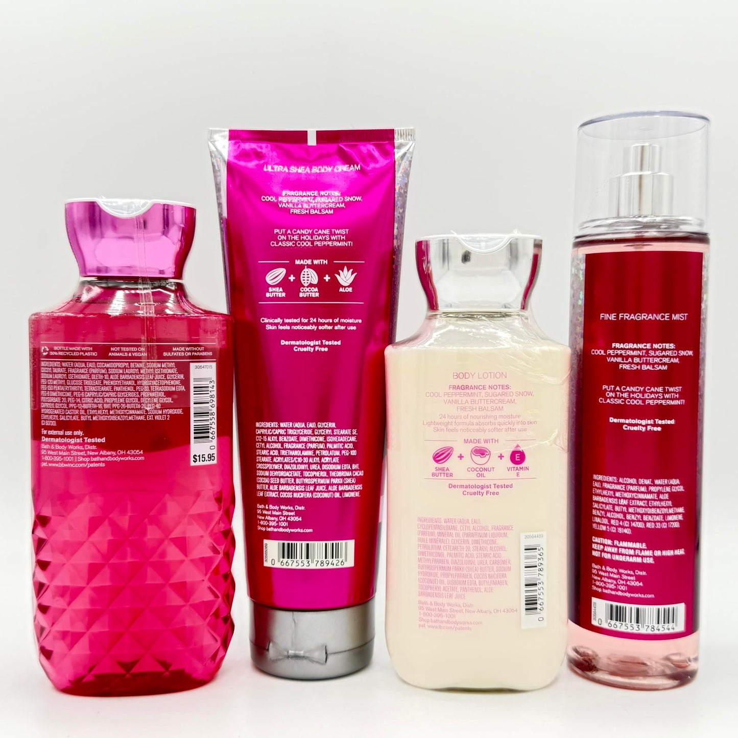 Bath & Body Works Twisted Peppermint 4-Piece Set - Includes: Body Wash, Ultra Shea Body Cream, Body Lotion, and Fine Fragrance Mist Beauty and Personal Care Bath & Body Works