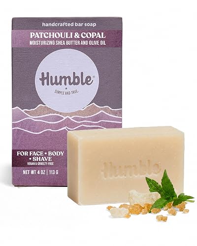 Humble Natural Bar Soap, Patchouli & Copal - Cold Processed Face & Body Soap Bar with Essential Oils - Moisturizing Formula for Long-Lasting Beauty & Personal Care HUMBLE SIMPLE AND TRUE.