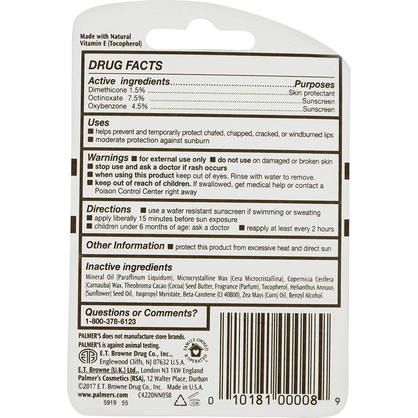 Palmer's Cocoa Butter Formula Lip Balm - Softens and Smooths with Vitamin E, 48-Hour Moisture, 4g / 0.15 oz Beauty and Personal Care Palmer's