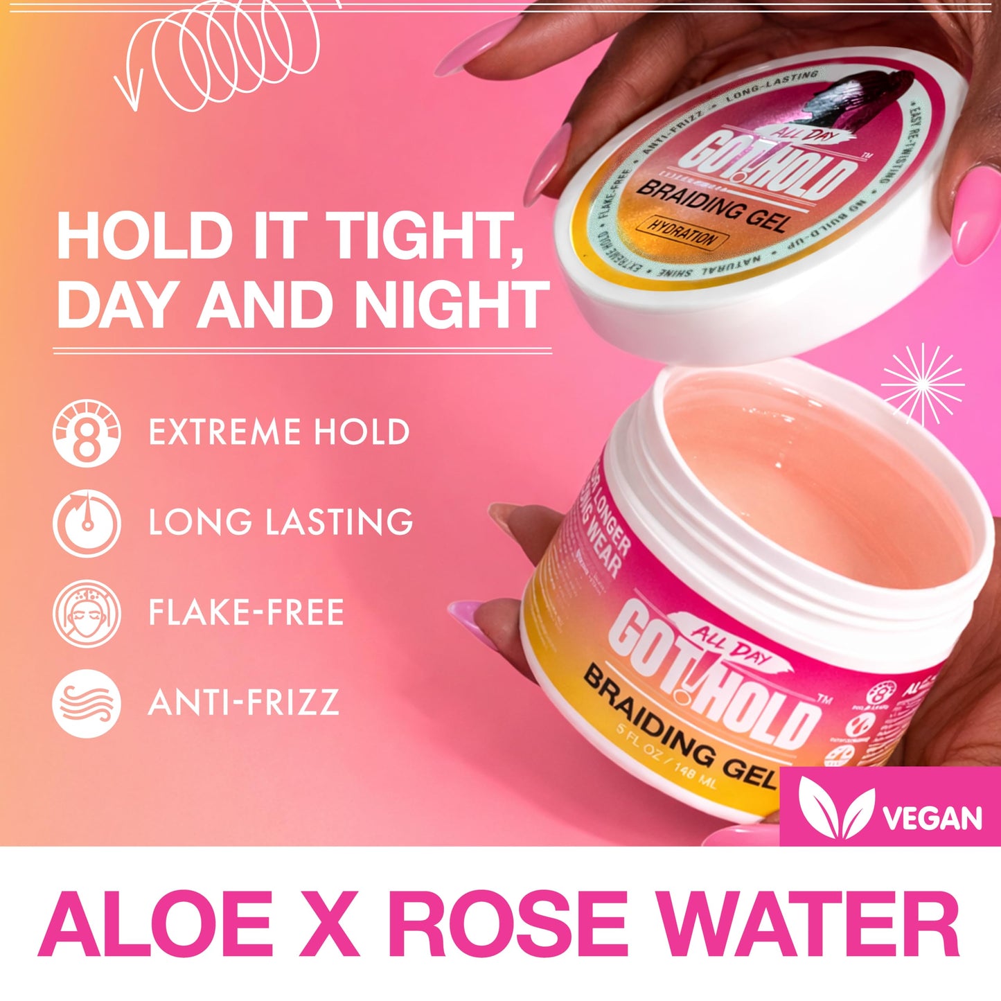 ALL DAY GOT HOLD Braiding Gel for Braids, Twists & Protective Styles (Hydration) - Strong Hold with Aloe & Rose Water - Non-Flaking Styling Gel Beauty & Personal Care ALL DAY GOT HOLD
