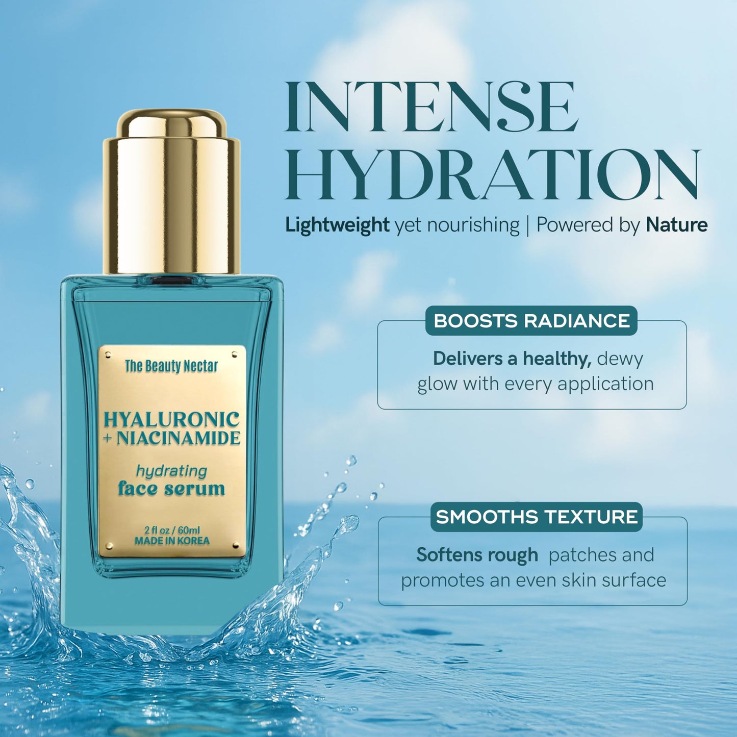 The Beauty Nectar Hyaluronic Acid & Niacinamide Face Serum - Deep Hydration, Skin Barrier Repair, Tone Correcting - Dermatologist Tested, Anti-Aging Beauty & Personal Care The Beauty Nectar