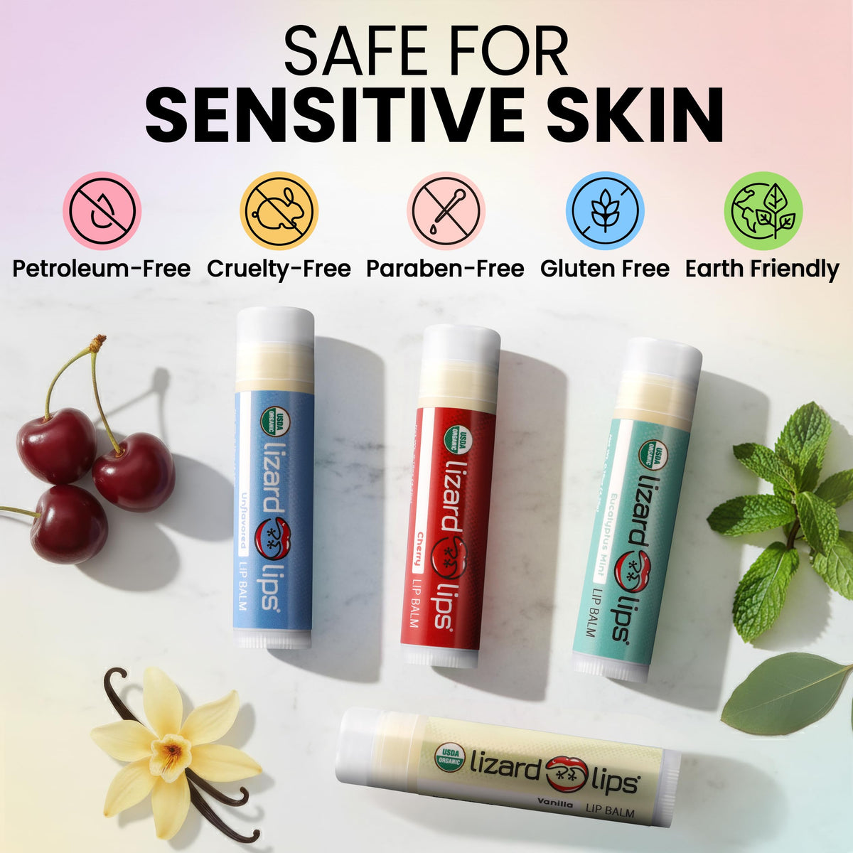 Lizard Lips USDA Certified Organic - 4 Flavor Variety Pack Beauty & Personal Care Lizard Lips