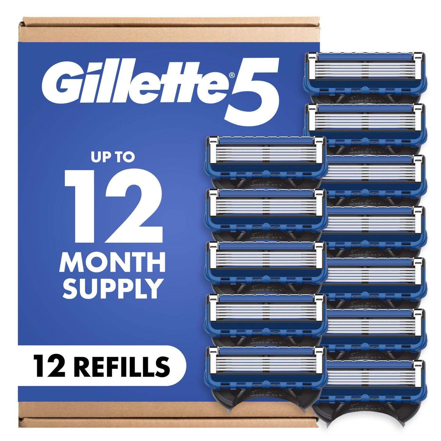 Gillette 5 Men's 5-Blade Razor Blade Refills, 12 Count Beauty and Personal Care Gillette Default Title