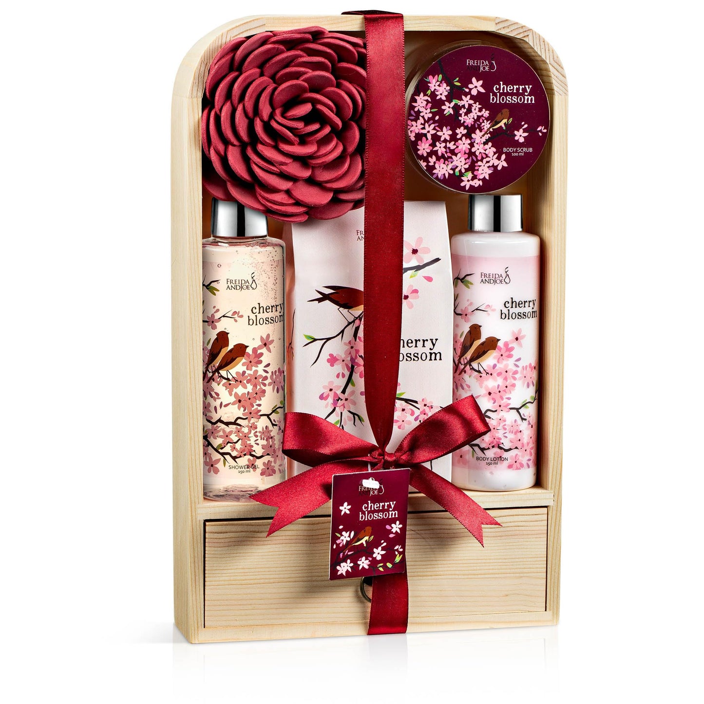Spa Gift Set Bath & Body Basket for Women & Men, Cherry Blossom Beauty and Personal Care Freida and Joe