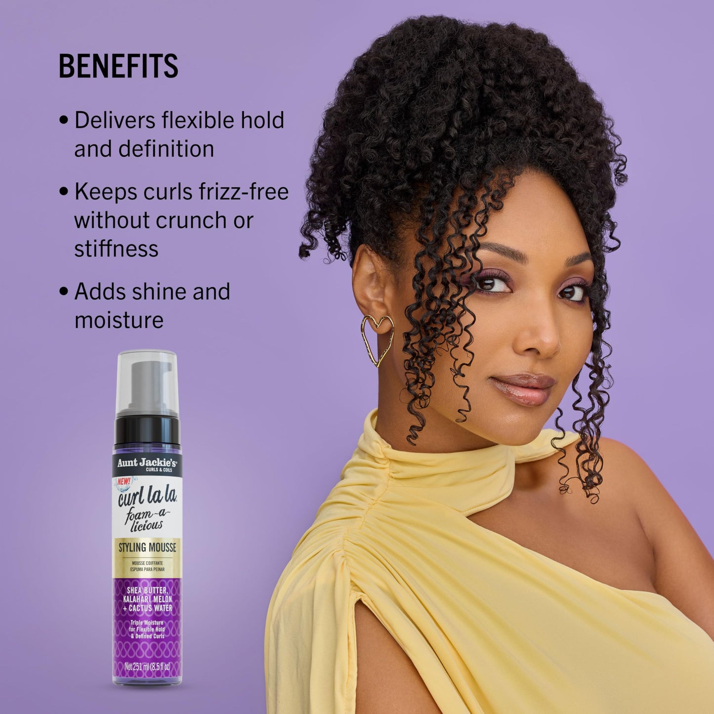 Aunt Jackie's Curls & Coils Curl La La Foam-a-licious Styling Mousse, 8.5 fl oz - Triple Moisture for Flexible Hold and Defined Curls Beauty & Personal Care Aunt Jackie's