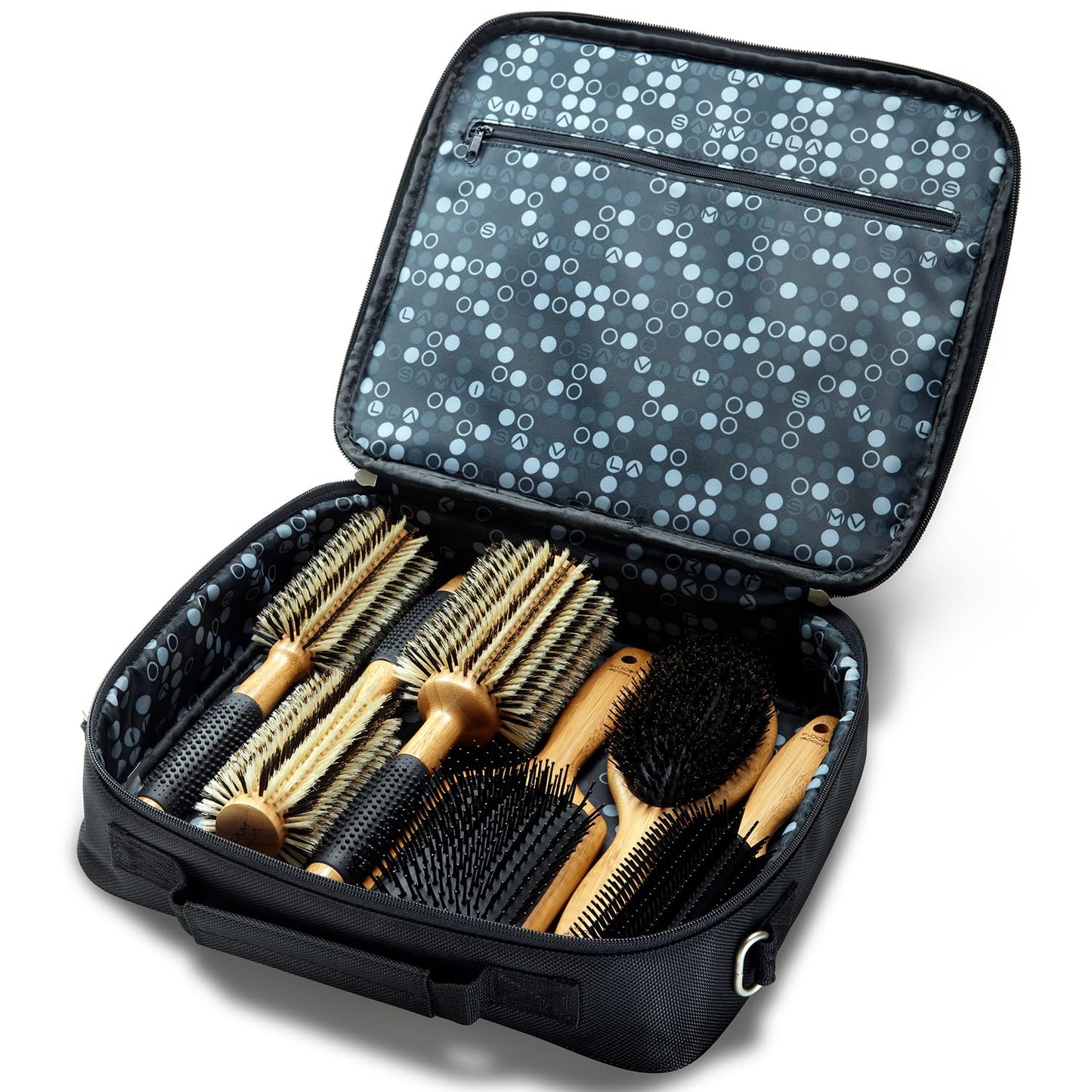 Sam Villa Signature Series Nylon & Boar Bristle Hair Brush 6-Piece Styling Brush Set with Case Beauty & Personal Care Sam Villa