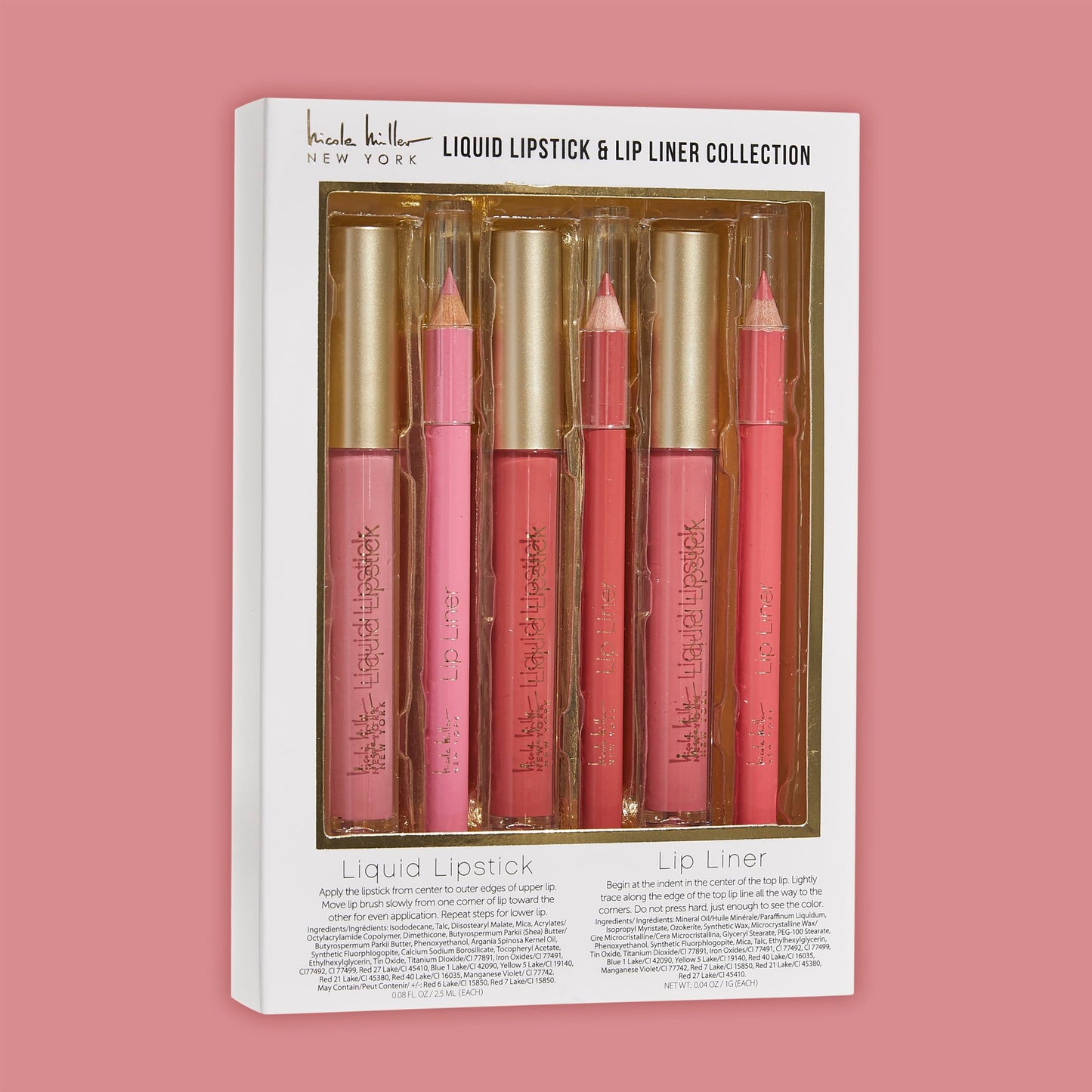 Nicole Miller Liquid Lipstick & Liner Collection | 6 Piece Set in Various Shades for Stunning, Long-lasting Beauty & Personal Care Nicole Miller New York