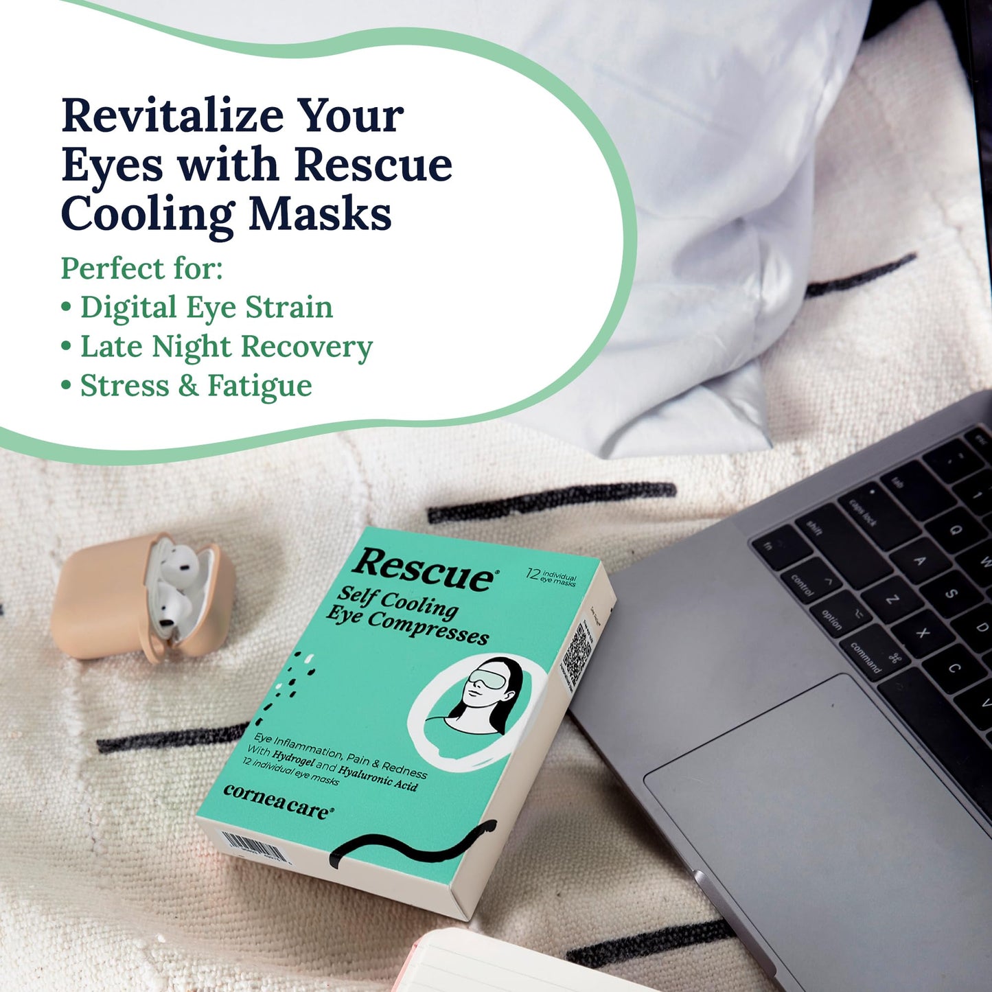 CorneaCare Rescue: Hydrogel Self Cooling Compress | Cold Eye Masks for Puffy Eyes | Self Cooling Eye Compress for Fast Relief | Travel Ready | 6 Count Beauty & Personal Care CorneaCare