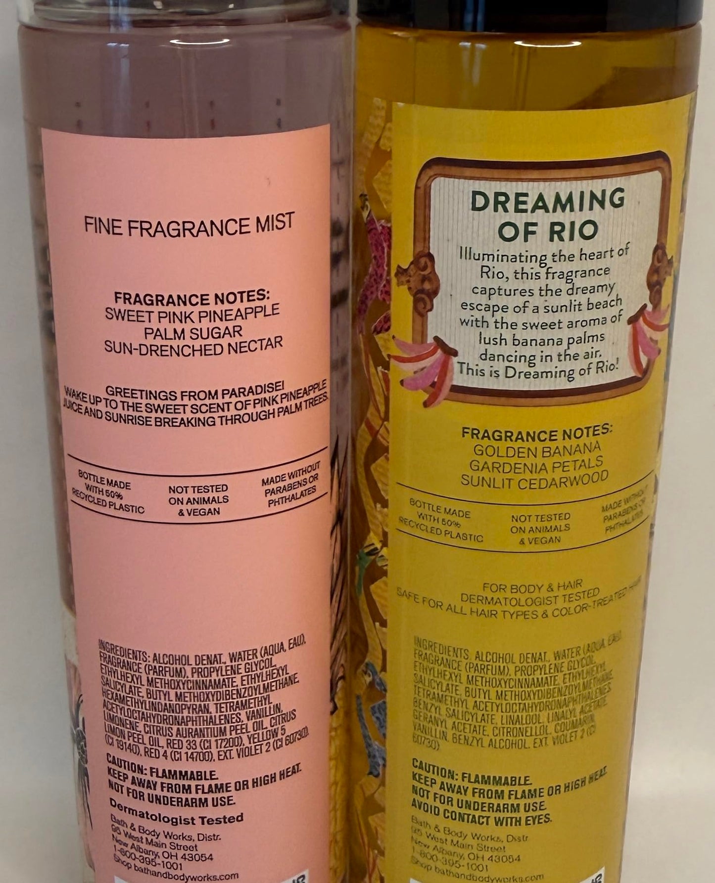 Bath & Body Works Fine Fragrance Mist Set of 2 - Dreaming of Rio & Pink Pineapple Sunrise - Tropical Fruity Body Spray Bundle Beauty & Personal Care Bath & Body Works