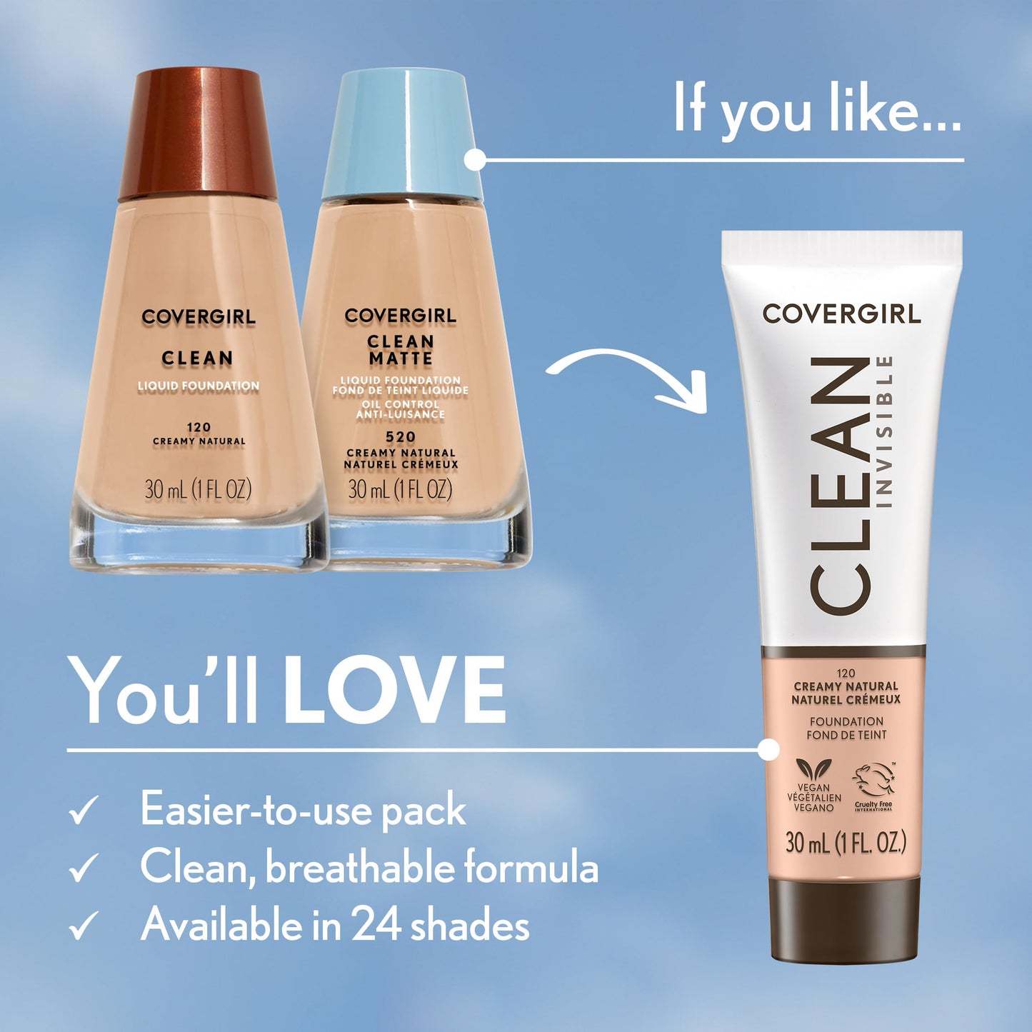 COVERGIRL Clean Matte Liquid Foundation Classic Ivory, 1 oz (packaging may vary) Beauty & Personal Care COVERGIRL