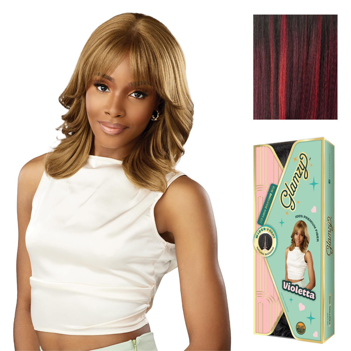 Sensationnel Glamzy Lace Part Wig-Violetta, BALAYAGEFIERYRED