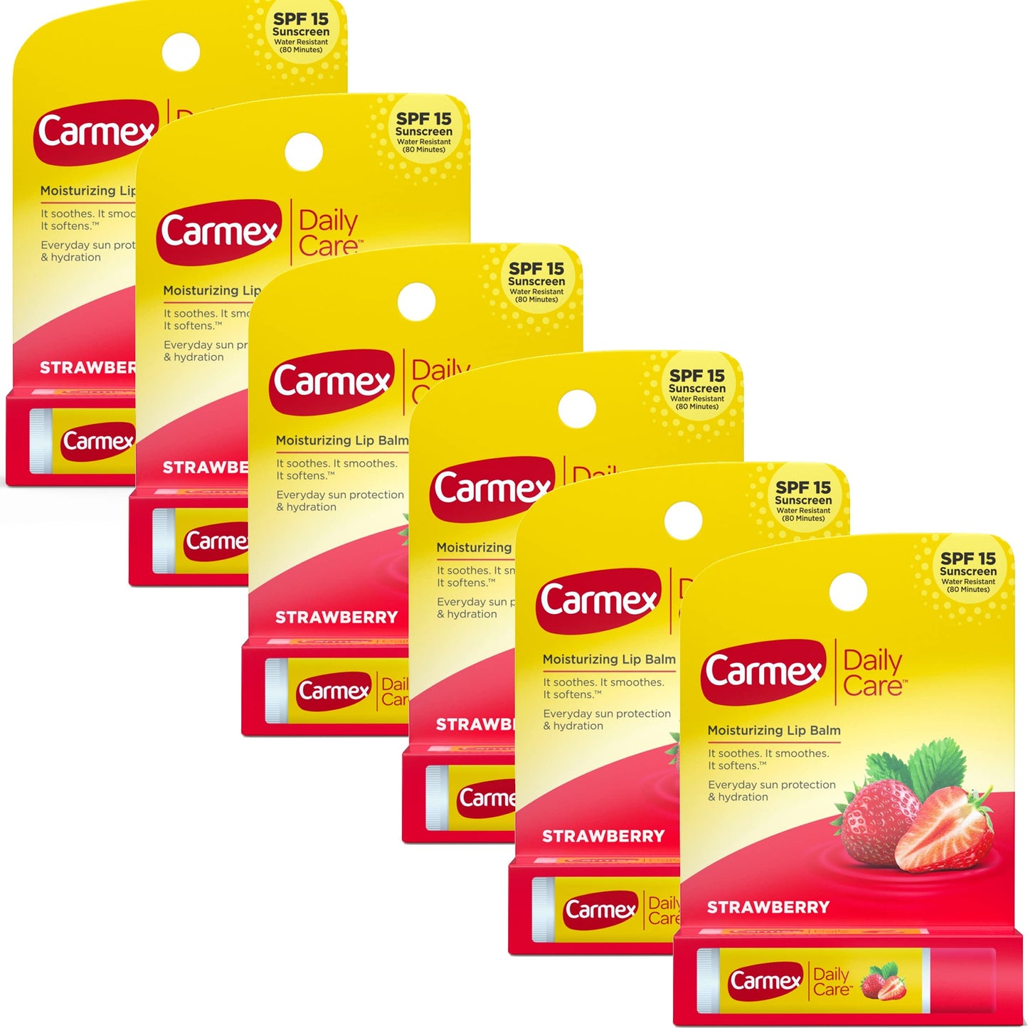 Carmex Click-Stick Moisturizing Lip Balm SPF 15 Strawberry 0.15 oz (Pack of 6) Beauty & Personal Care Carmex